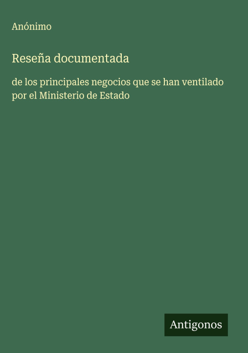 Kniha Reseña documentada Anónimo