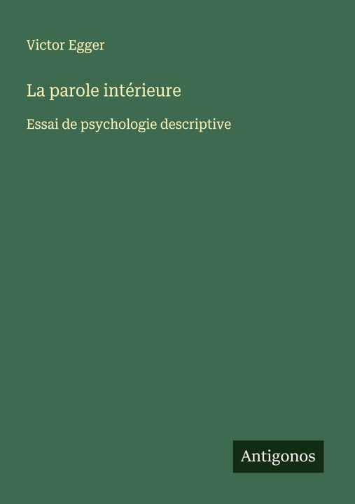 Kniha La parole intérieure 