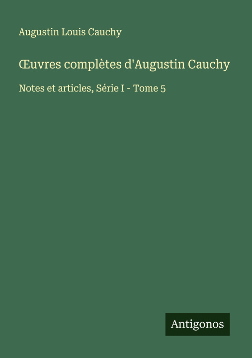 Buch ¿uvres complètes d'Augustin Cauchy 