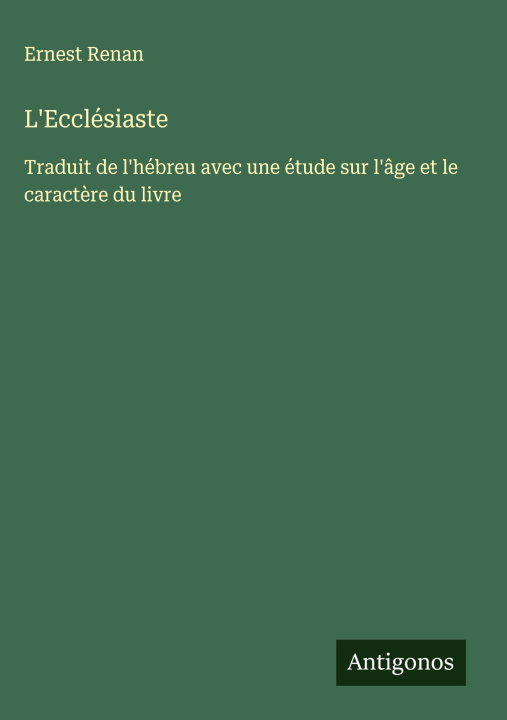 Kniha L'Ecclésiaste Ernest Renan