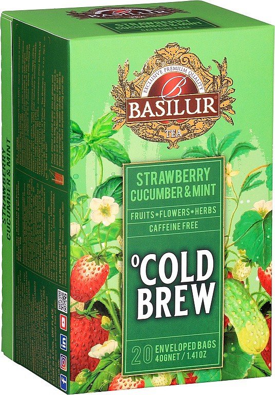Kniha BASILUR Cold Brew Strawberry Cucumber & Mint přebal 20x2g 