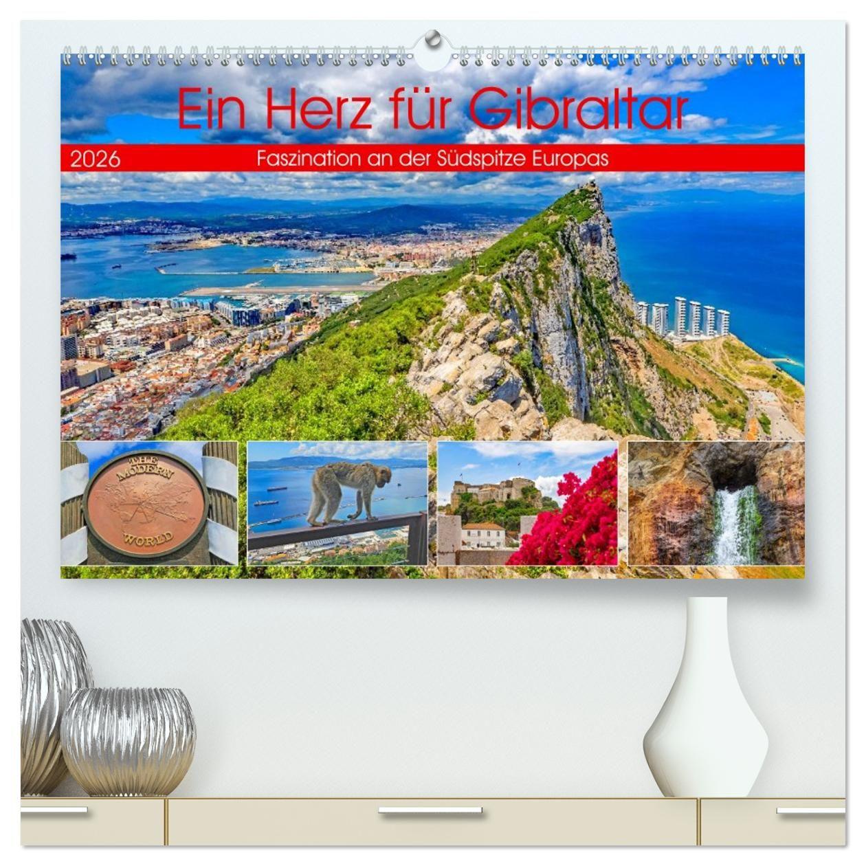 Kalendár/Diár Ein Herz für Gibraltar (hochwertiger Premium Wandkalender 2026 DIN A2 quer), Kunstdruck in Hochglanz Calvendo