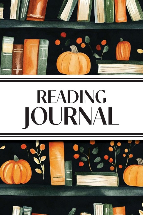 Kniha Reading Journal (Watercolor Pumpkins & Leaves in Bookshelves) Revive Stationery