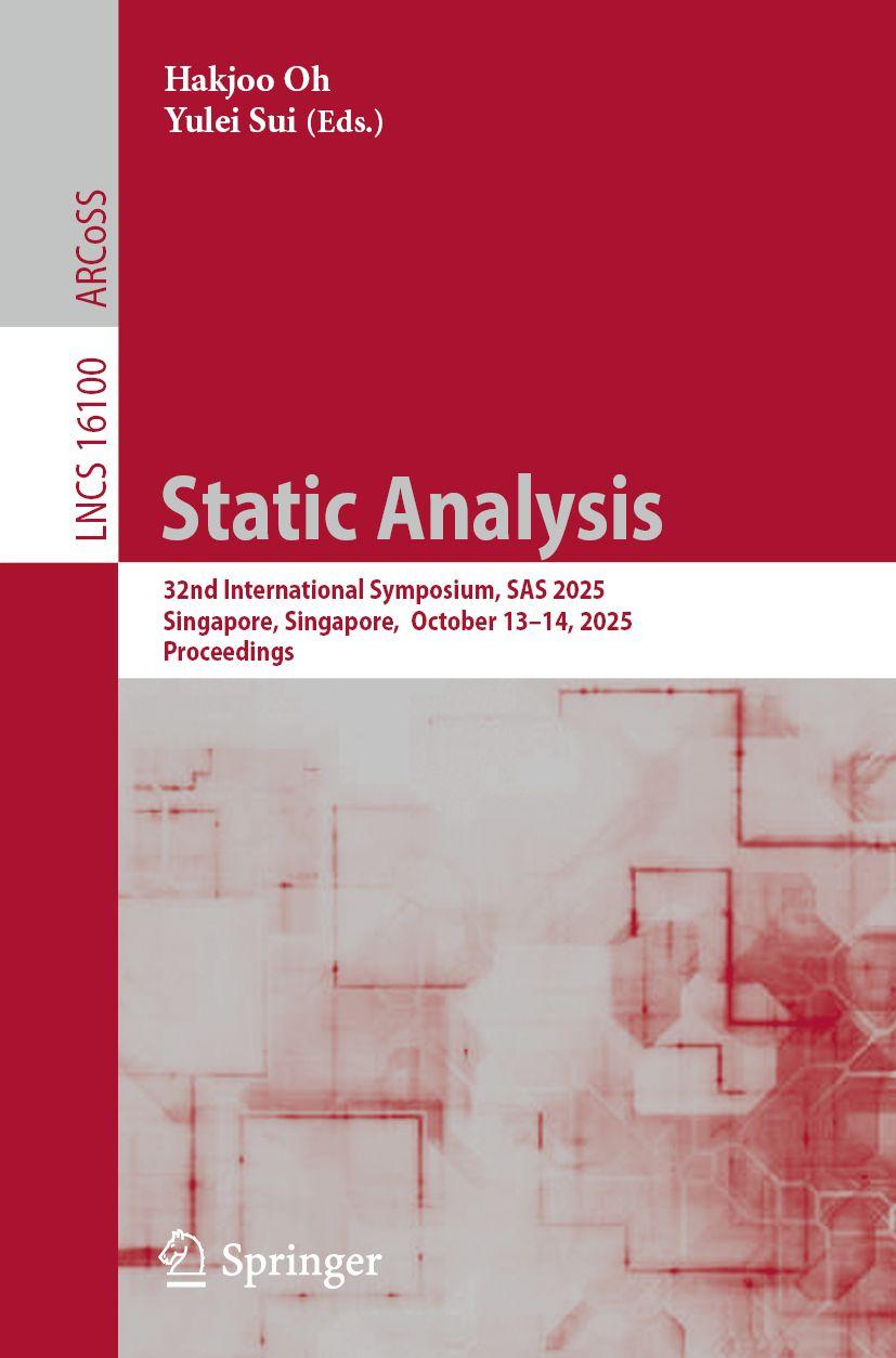 Knjiga Static Analysis Yulei Siu