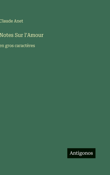 Kniha Notes Sur l'Amour Claude Anet