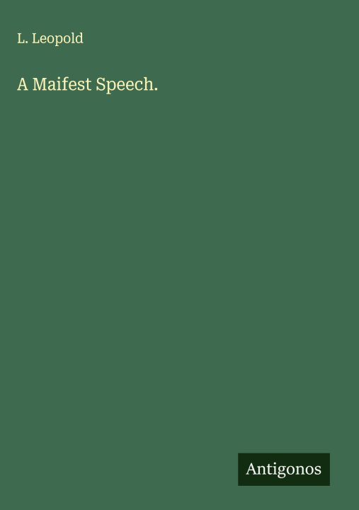 Kniha A Maifest Speech. 