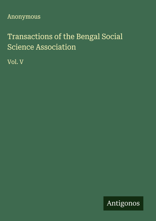 Libro Transactions of the Bengal Social Science Association 
