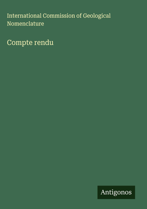 Kniha Compte rendu ICGN