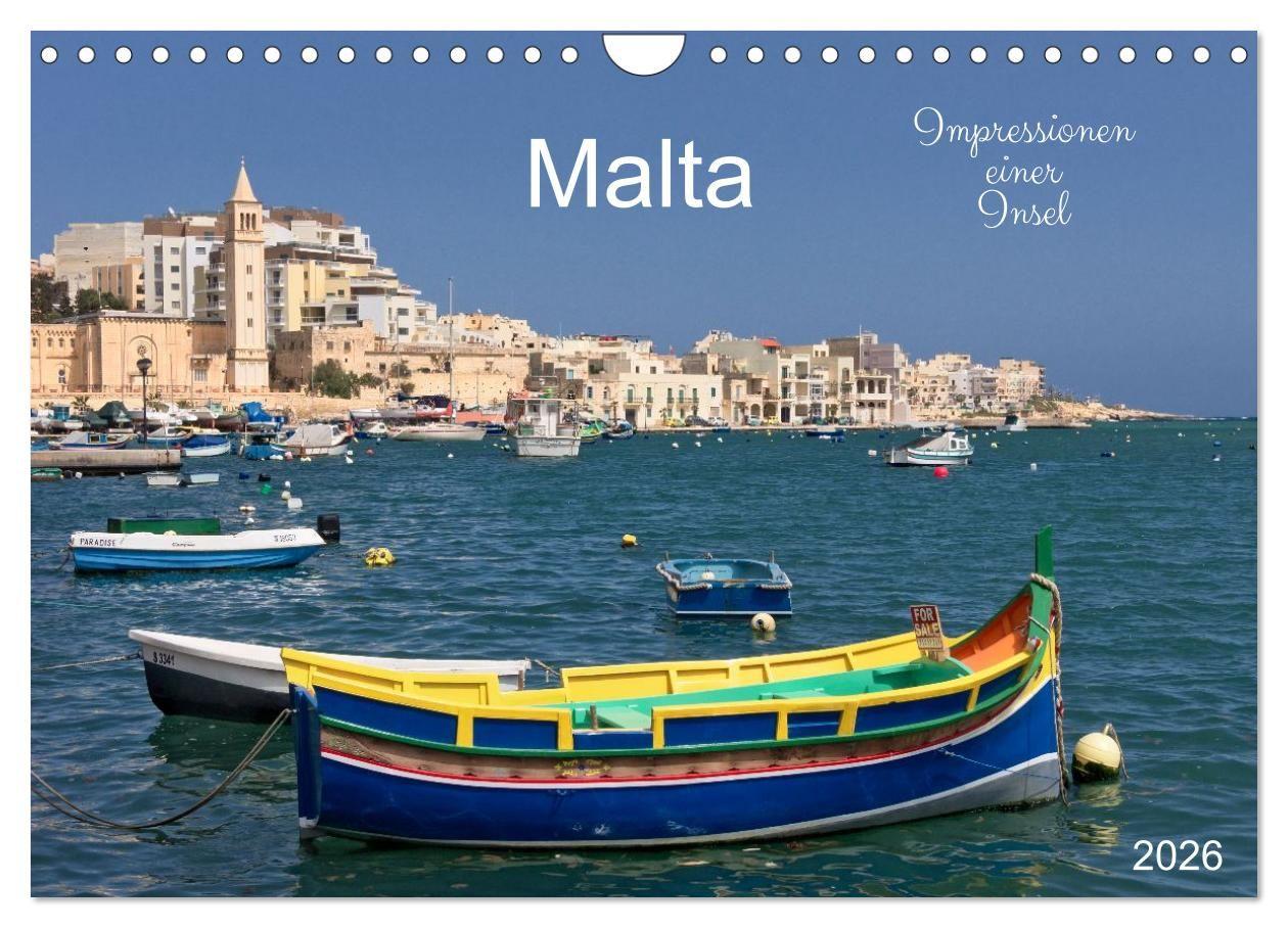 Kalendár/Diár Malta. Impressionen einer Insel (Wandkalender 2026 DIN A4 quer), CALVENDO Monatskalender Calvendo