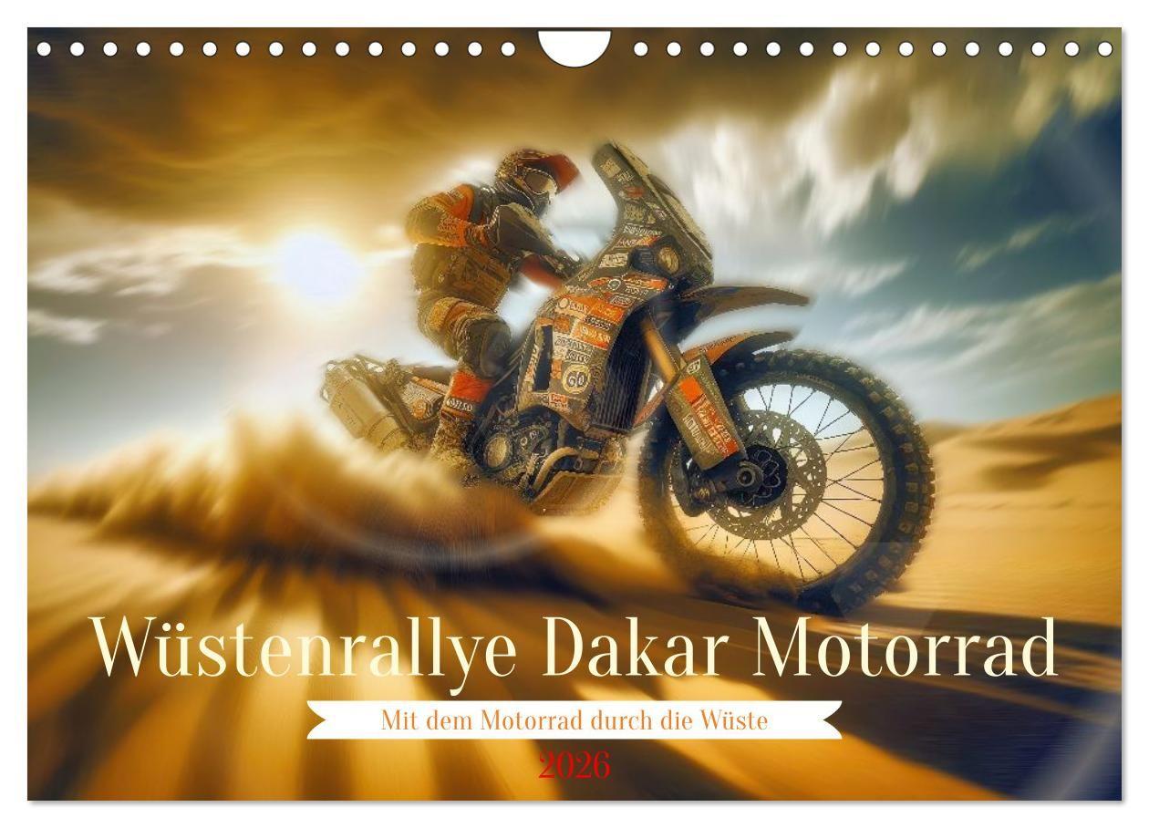 Kalendár/Diár Wüstenrallye Dakar Motorrad (Wandkalender 2026 DIN A4 quer), CALVENDO Monatskalender Calvendo