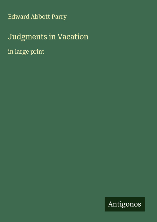Kniha Judgments in Vacation 