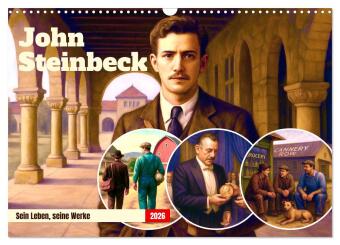 Koledar/Rokovnik John Steinbeck (Wandkalender 2026 DIN A3 quer), CALVENDO Monatskalender Calvendo