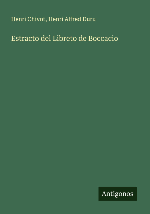 Kniha Estracto del Libreto de Boccacio Henri Alfred Duru