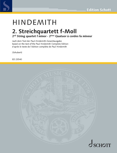 Tlačovina 2nd String quartet f minor Giselher Schubert