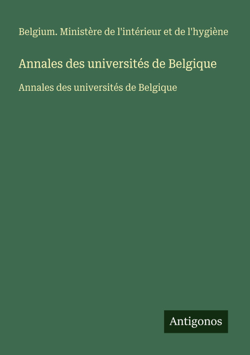 Kniha Annales des universités de Belgique 