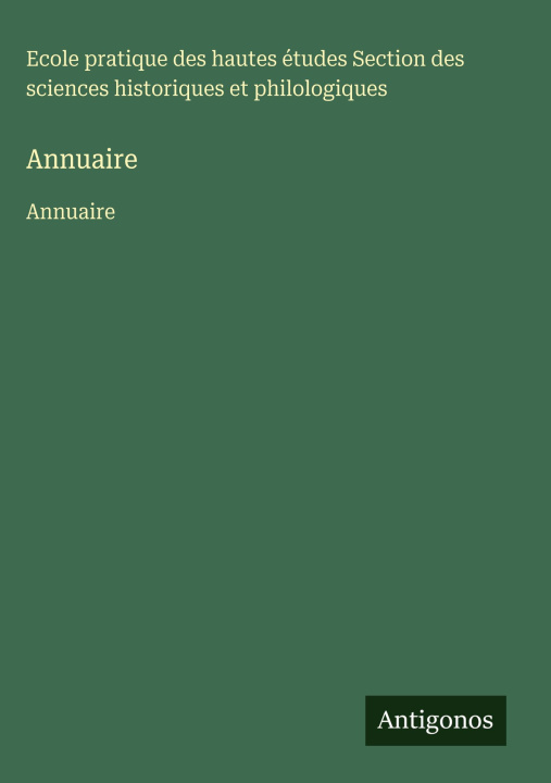 Knjiga Annuaire Ecole pratique des hautes études
