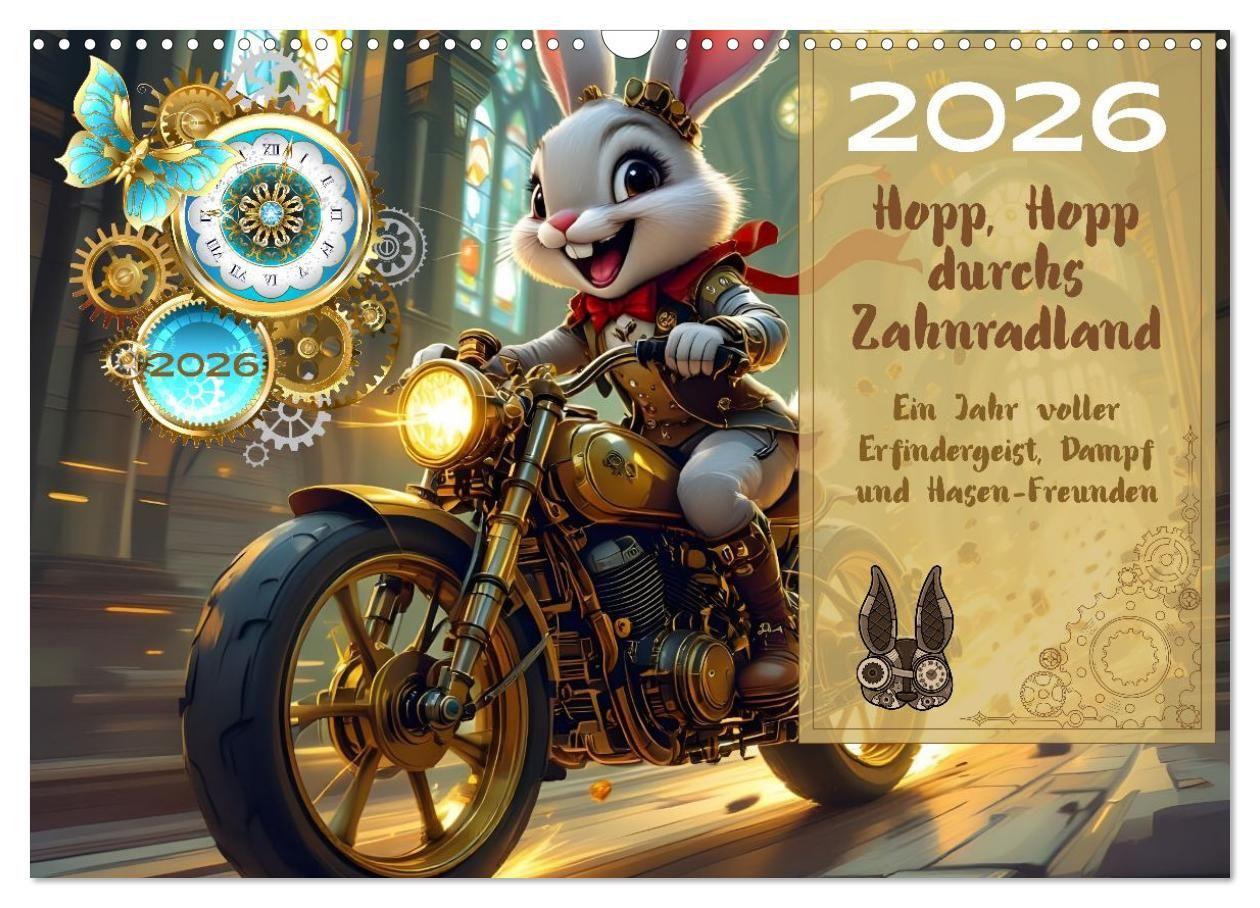 Kalendár/Diár Hopp, Hopp durchs Zahnradland (Wandkalender 2026 DIN A3 quer), CALVENDO Monatskalender Calvendo