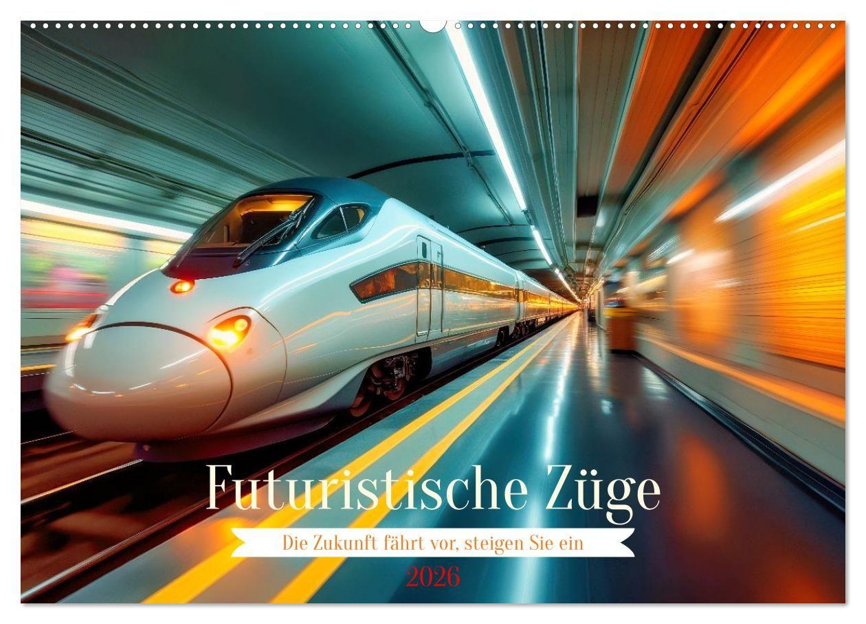 Kalendár/Diár Futuristische Züge (Wandkalender 2026 DIN A2 quer), CALVENDO Monatskalender Calvendo