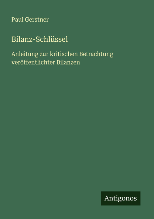 Boek Bilanz-Schlüssel Paul Gerstner