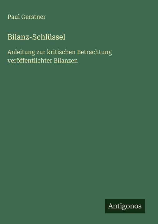 Boek Bilanz-Schlüssel Paul Gerstner