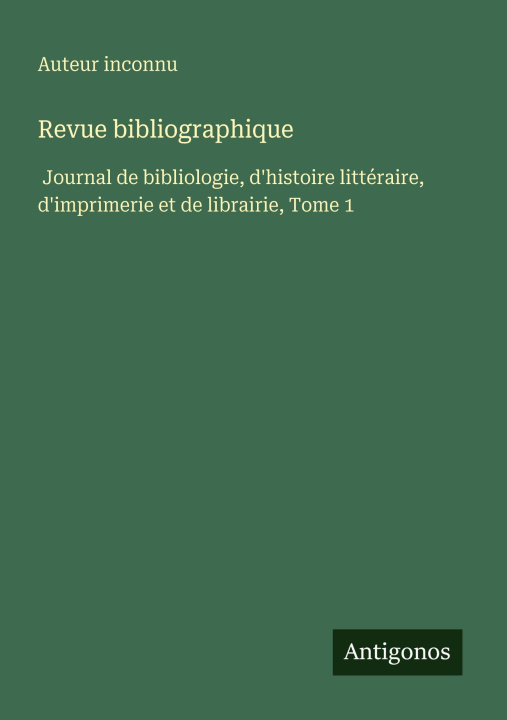 Kniha Revue bibliographique 