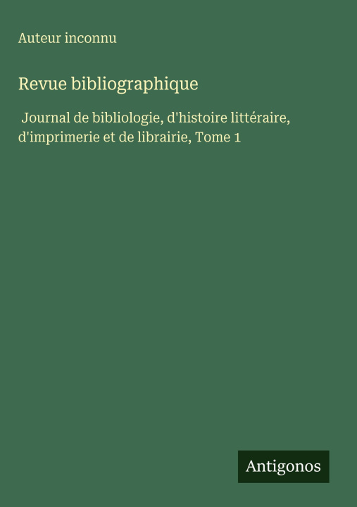 Kniha Revue bibliographique 