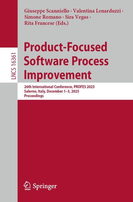 Knjiga Product-Focused Software Process Improvement Valentina Lenarduzzi