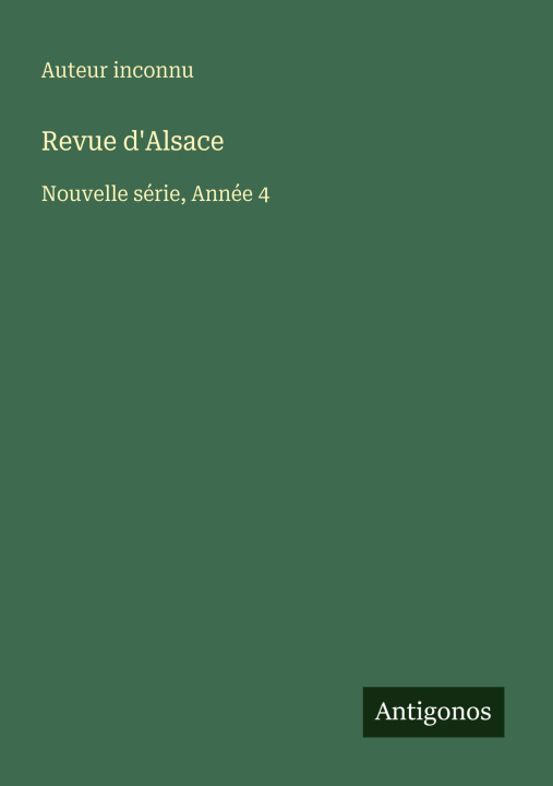 Carte Revue d'Alsace Auteur inconnu