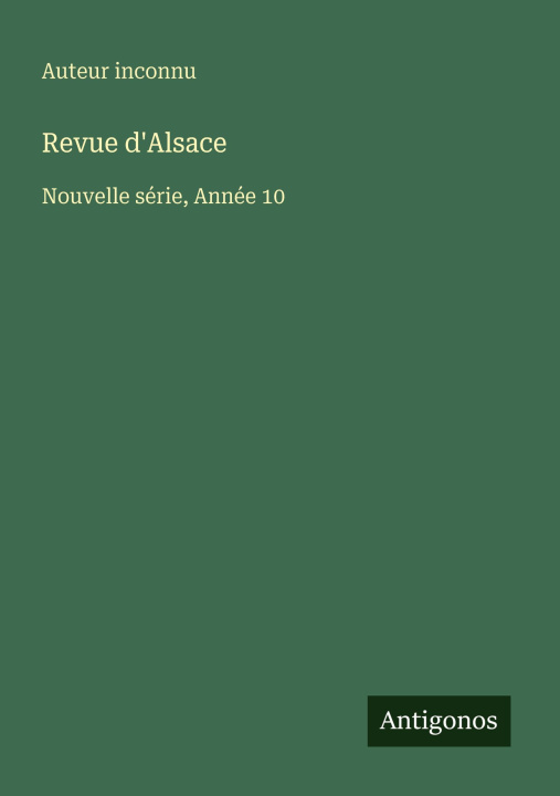 Kniha Revue d'Alsace Auteur inconnu