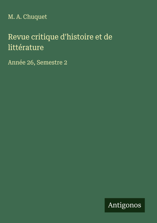 Carte Revue critique d'histoire et de littérature 