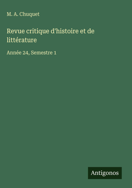 Boek Revue critique d'histoire et de littérature 
