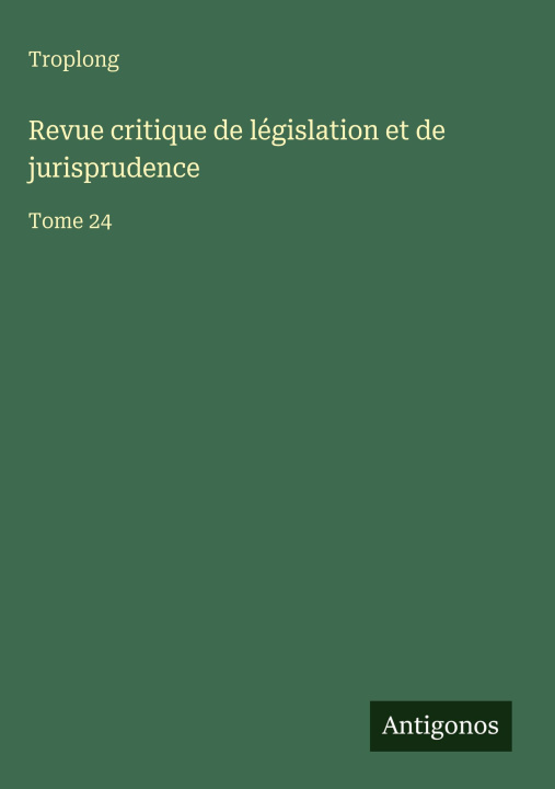 Carte Revue critique de législation et de jurisprudence 