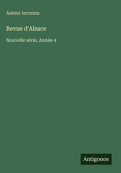 Knjiga Revue d'Alsace Auteur inconnu