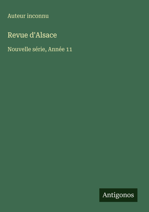 Kniha Revue d'Alsace Auteur inconnu