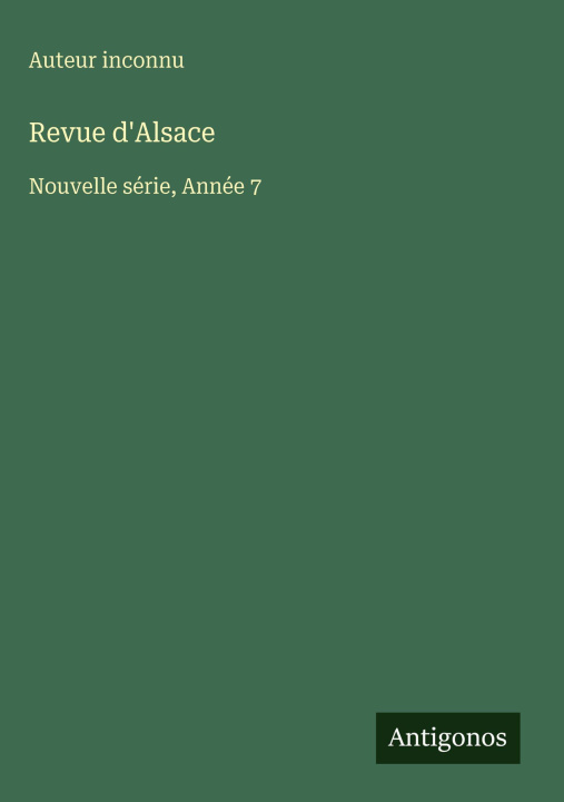 Knjiga Revue d'Alsace Auteur inconnu