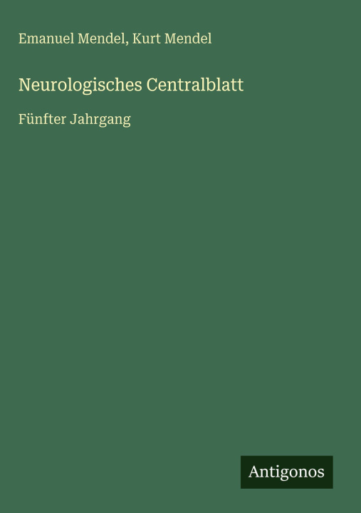 Boek Neurologisches Centralblatt Kurt Mendel