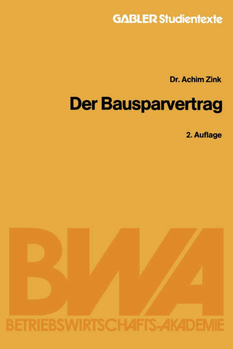 Kniha Bausparvertrag Achim Zink