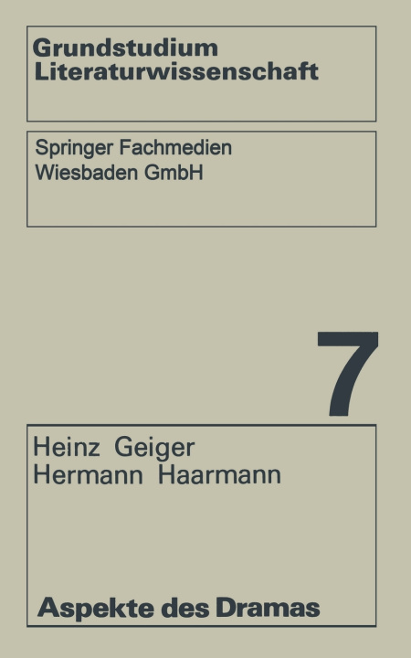 Kniha Aspekte des Dramas Heinz Geiger