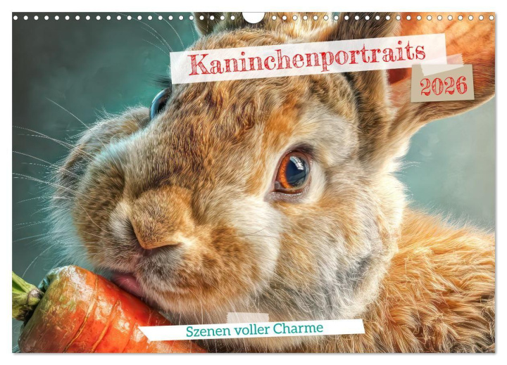 Kalendár/Diár Kaninchenportraits - Szenen voller Charme (Wandkalender 2026 DIN A3 quer), CALVENDO Monatskalender Calvendo