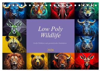 Kalendár/Diár Low Poly Wildlife (Tischkalender 2026 DIN A5 quer), CALVENDO Monatskalender Calvendo
