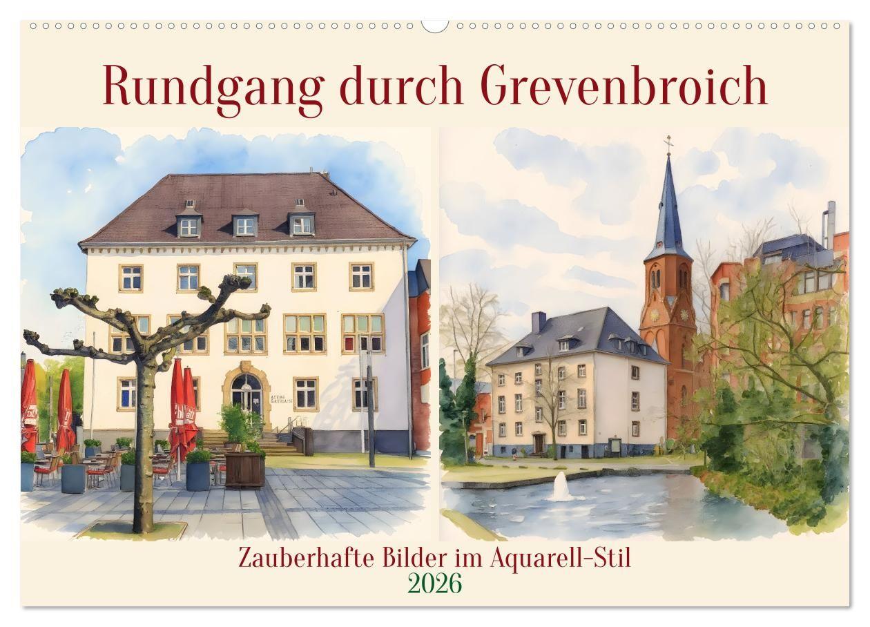 Kalendář/Diář Rundgang durch Grevenbroich (Wandkalender 2026 DIN A2 quer), CALVENDO Monatskalender Calvendo