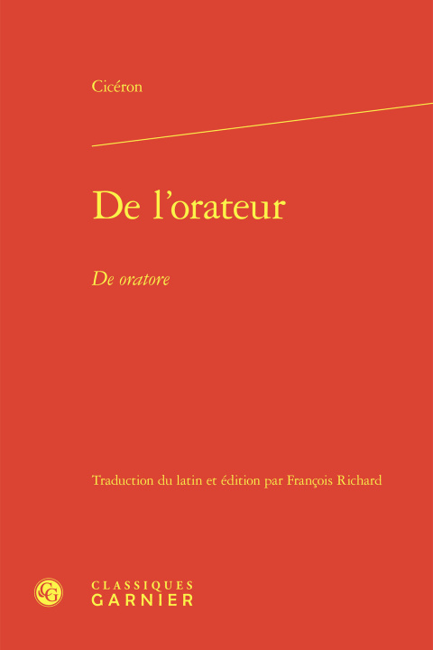 Книга De l'orateur Cicéron
