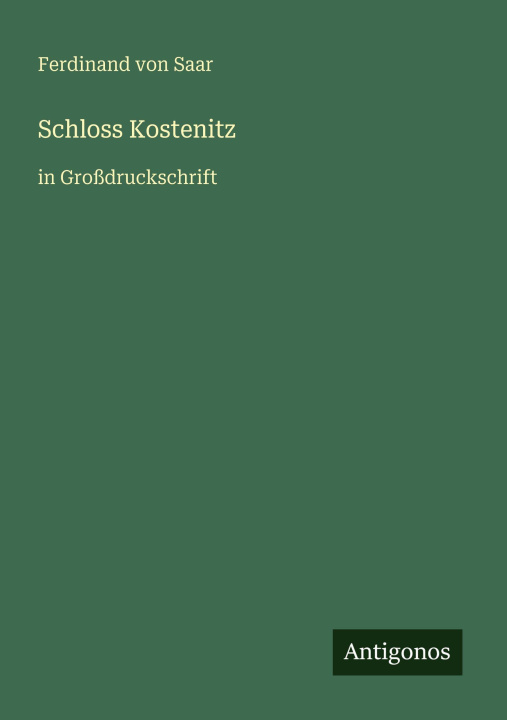 Kniha Schloss Kostenitz Ferdinand von Saar