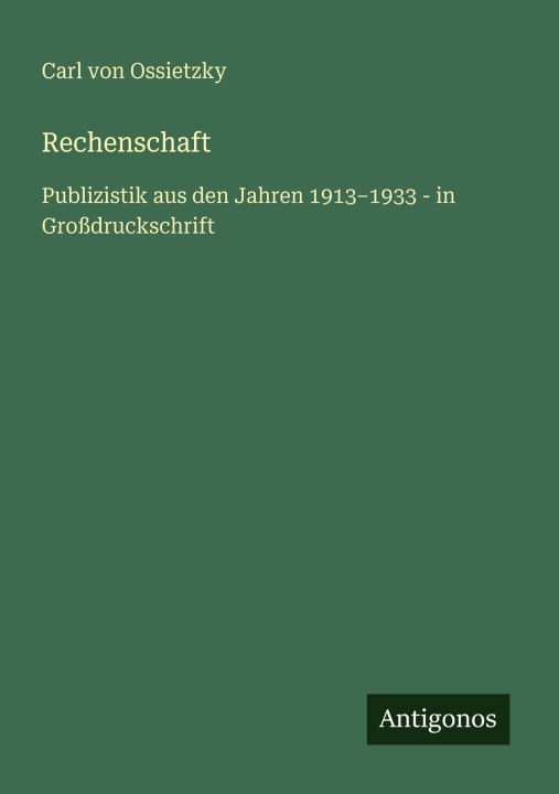 Kniha Rechenschaft Carl von Ossietzky