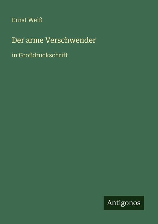 Kniha Der arme Verschwender Ernst Weiß