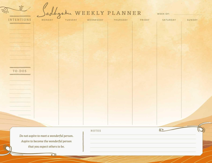 Kniha Sadhguru Weekly Planner Notepad Sadhguru