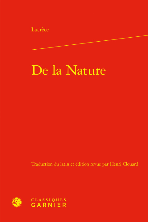 Knjiga De la nature Lucrece