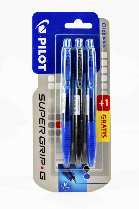 Kniha Długopis Super Grip G Pilot automatyczny 1x niebieski + 1x czarny + 1x niebieski gratis blister 