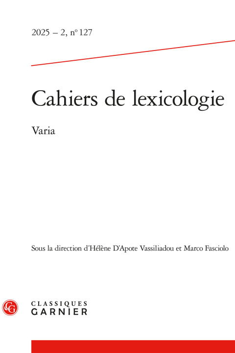 Kniha Cahiers de lexicologie 2025 - 2, n  127 - varia Jacquet-Pfau