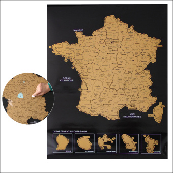 Hra/Hračka Scratchkarte, Rubbelkarte Frankreich, Format ca. 54 x 70 cm, farbig, zum freirubbeln 